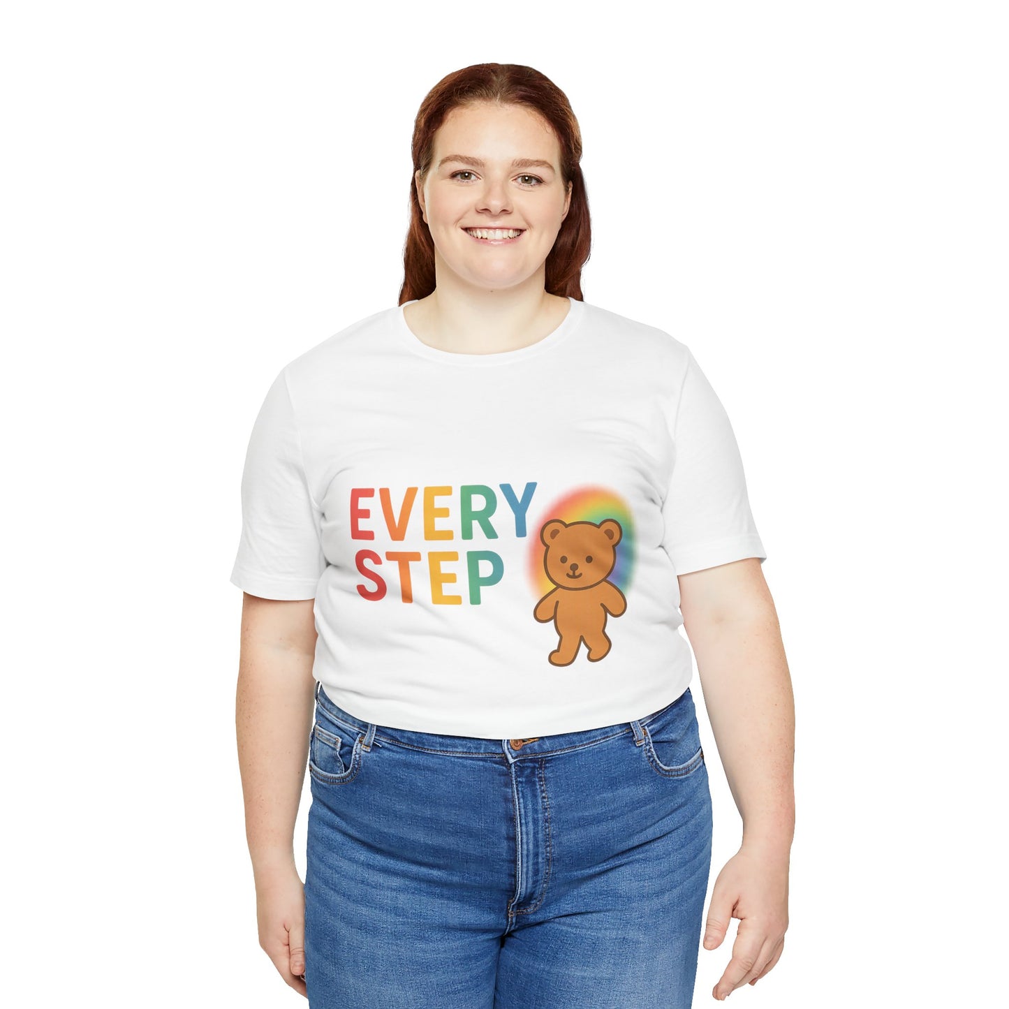 Every Step Bear Tee - Colorful Unisex Jersey Shirt, Cute Gift for All, Motivational Apparel, Rainbow Shirt for Every Occasion