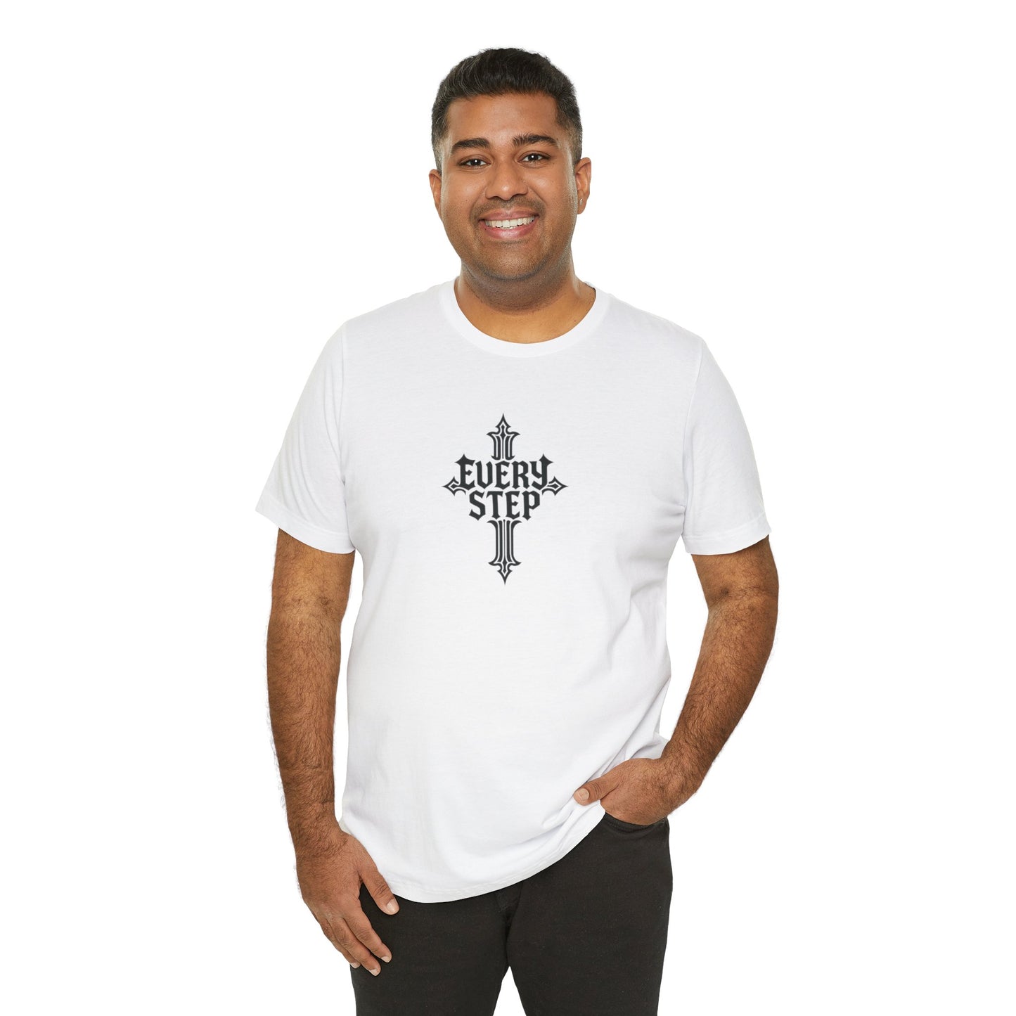 Inspirational Christian Cross Tee - 'Every Step' Message, Casual Wear, Gift for Faith, Unisex Shirt, Church Outing, Everyday Inspiration