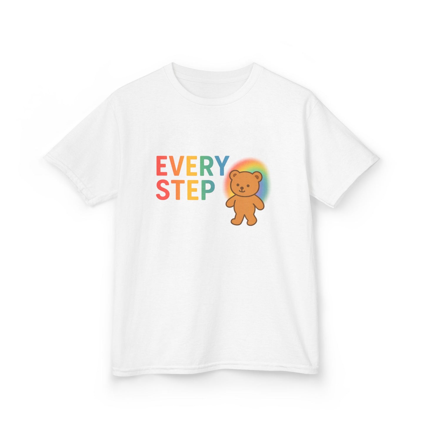 Rainbow Teddy Bear Kids Tee - Every Step Shirt, Children's T-Shirt, Cute Kids Apparel, Gift for Kids, Birthday Outfit