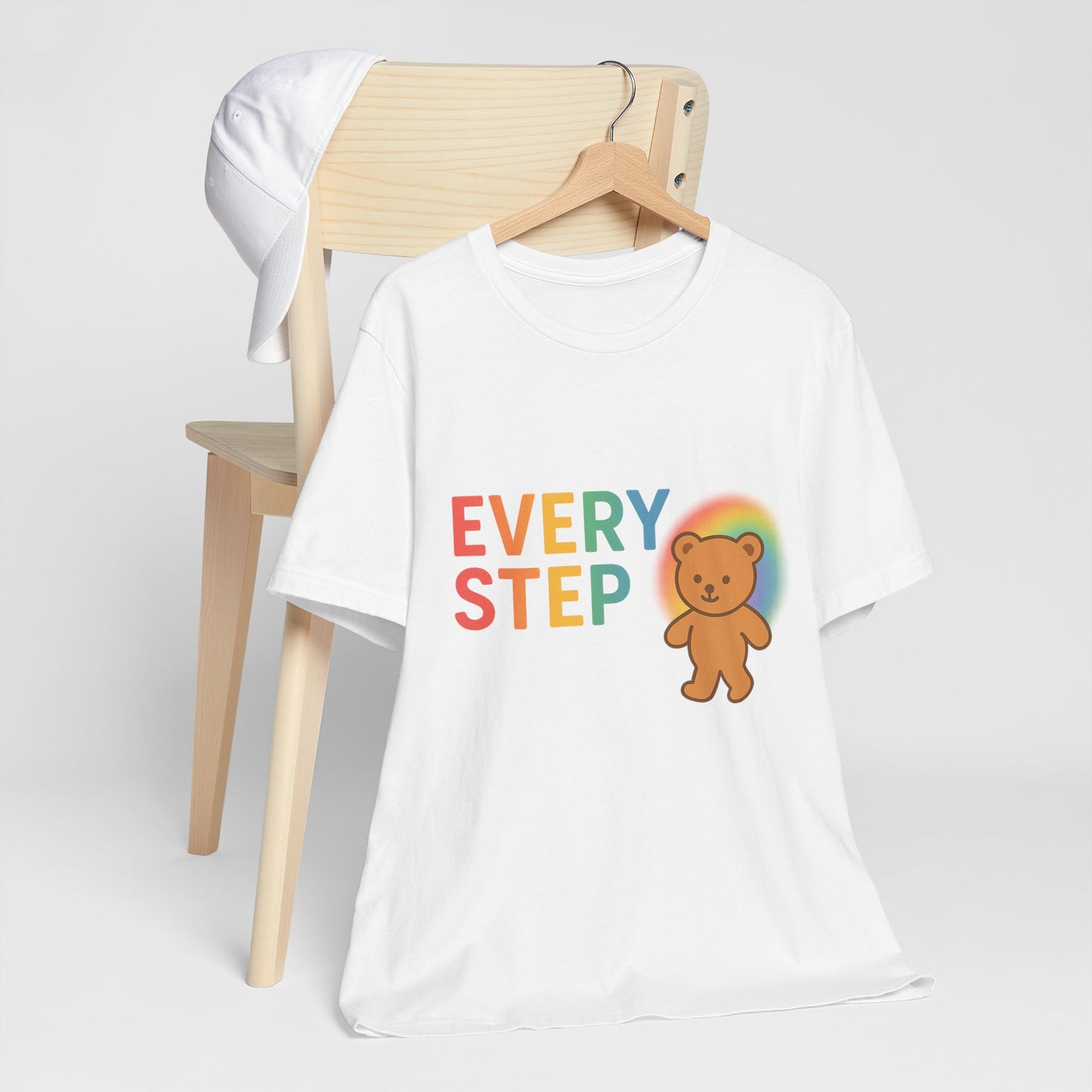 Every Step Bear Tee - Colorful Unisex Jersey Shirt, Cute Gift for All, Motivational Apparel, Rainbow Shirt for Every Occasion