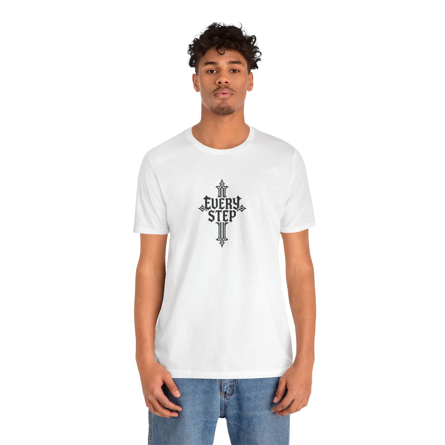 Inspirational Christian Cross Tee - 'Every Step' Message, Casual Wear, Gift for Faith, Unisex Shirt, Church Outing, Everyday Inspiration
