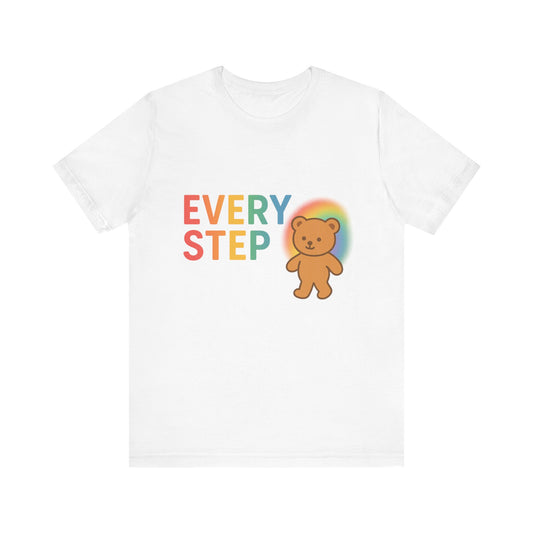Every Step Bear Tee - Colorful Unisex Jersey Shirt, Cute Gift for All, Motivational Apparel, Rainbow Shirt for Every Occasion