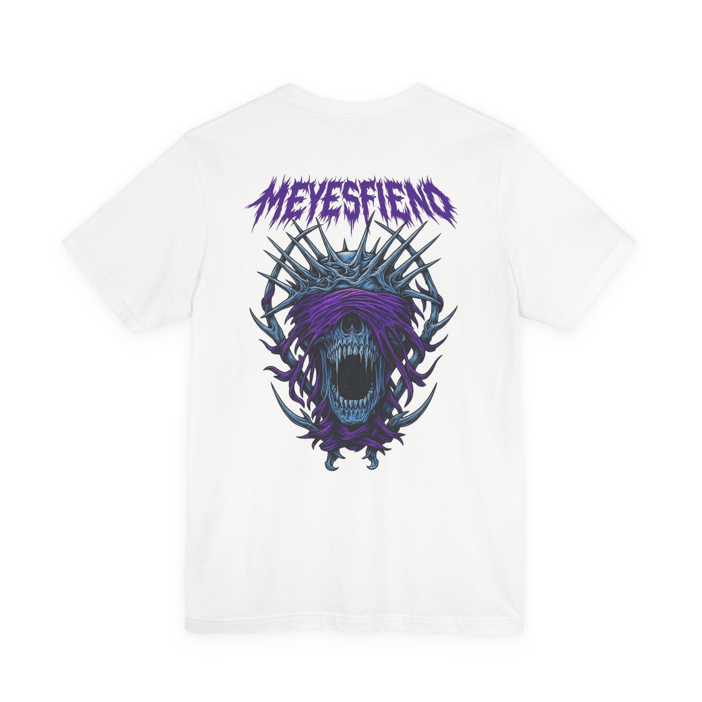 Tricou — Tricou grafic cu craniu horror „MEYESFIEND” (violet, legat la ochi)