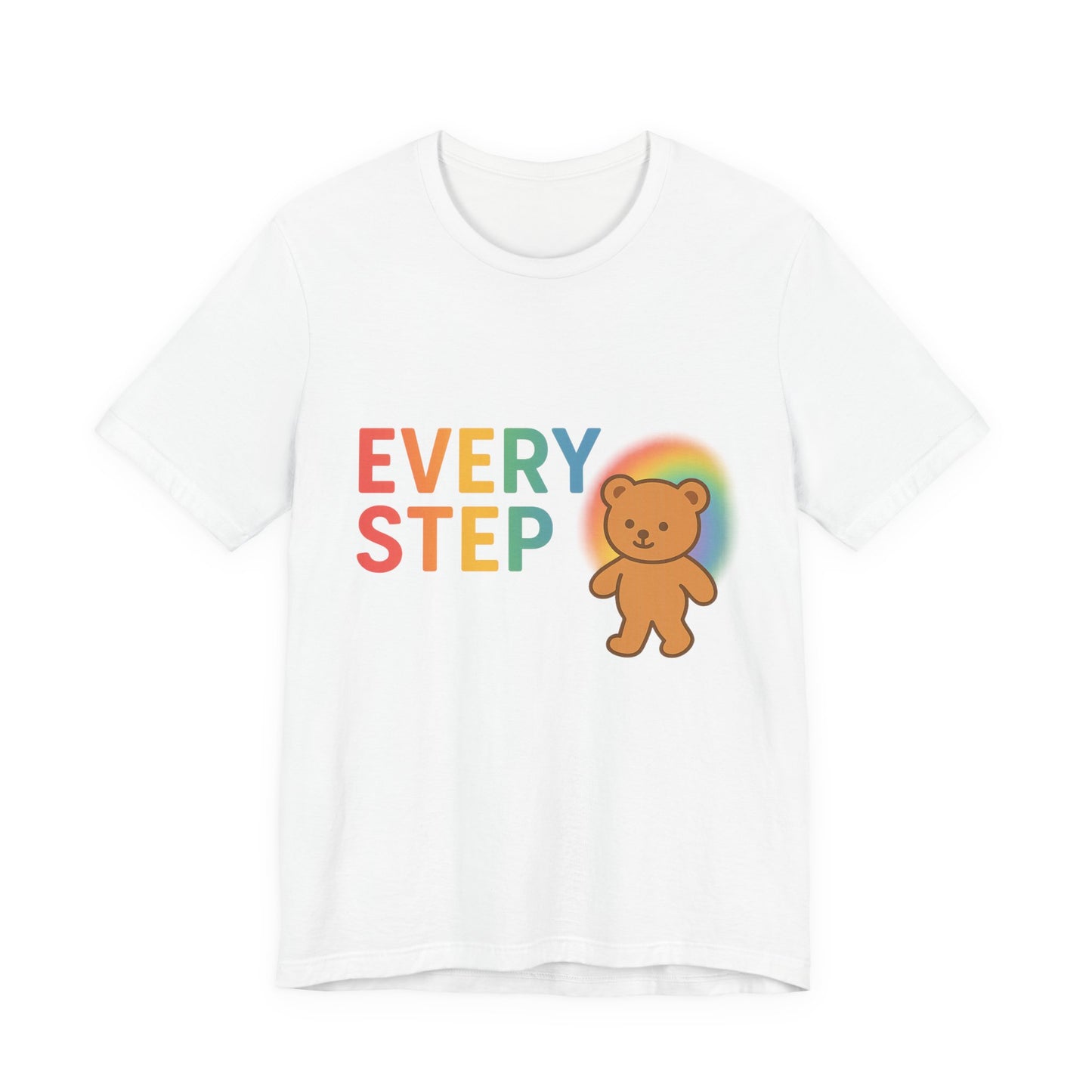 Every Step Bear Tee - Colorful Unisex Jersey Shirt, Cute Gift for All, Motivational Apparel, Rainbow Shirt for Every Occasion