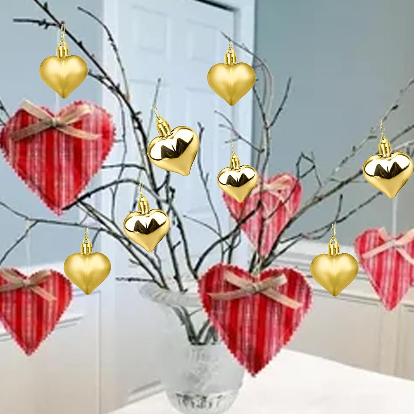 12PCS Christmas Heart Pendants